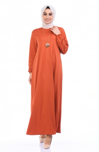 Ziegelrot Hijab Kleider 0103-08
