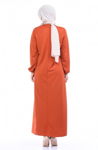 Ziegelrot Hijab Kleider 0103-08