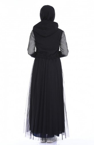 Black Hijab Dress 9076-01
