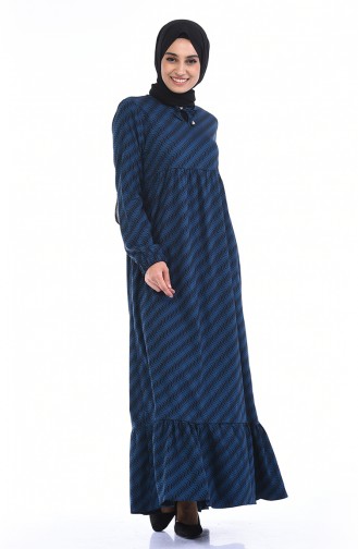 فستان أزرق زيتي 1266-03