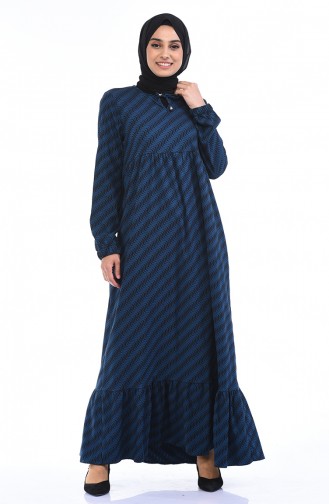 فستان أزرق زيتي 1266-03