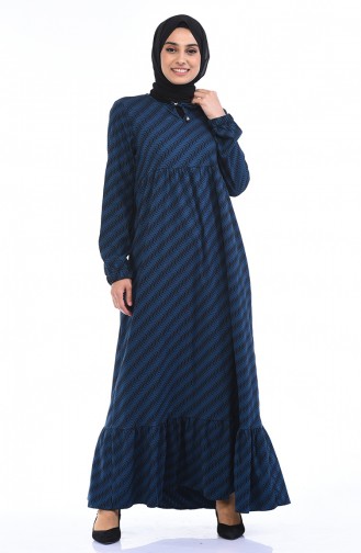 Gerrafftes Kleid 1266-03 Petrolium 1266-03