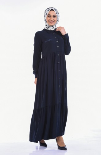 Navy Blue Hijab Dress 99208-03
