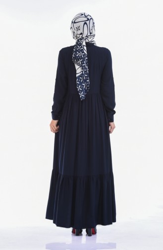 Navy Blue Hijab Dress 99208-03