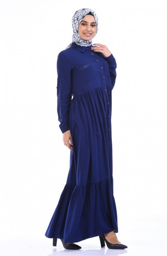 Gerafftes Kleid  99208-06 Hell Dunkelblau 99208-06