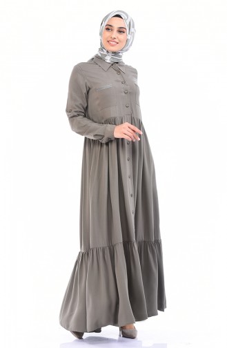 Light Khaki Green Hijab Dress 99208-08