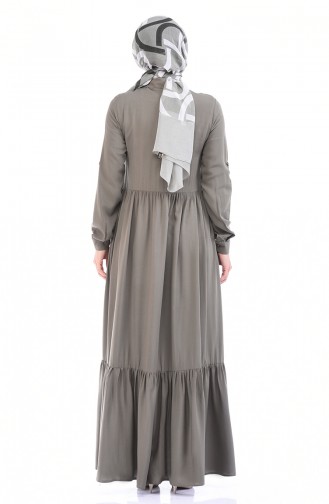 Light Khaki Green Hijab Dress 99208-08
