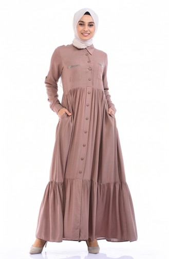 Milk Coffee Hijab Dress 99208-09