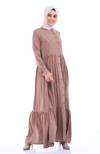 Milk Coffee Hijab Dress 99208-09