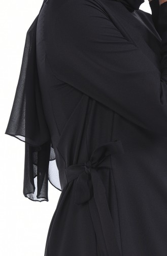 Yandan Bağlamalı Elbise 0249-01 Siyah