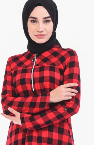 Ekose Desenli Tunik 0647A-02 Bordo