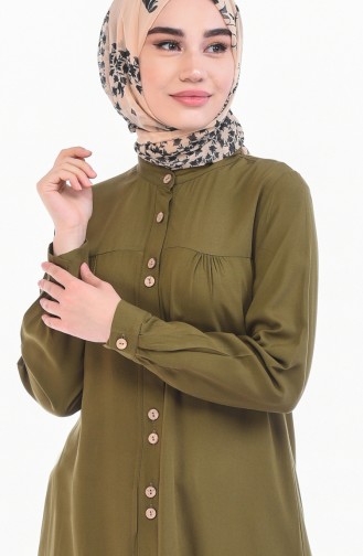 Düğmeli Tunik 0686-09 Açık Haki