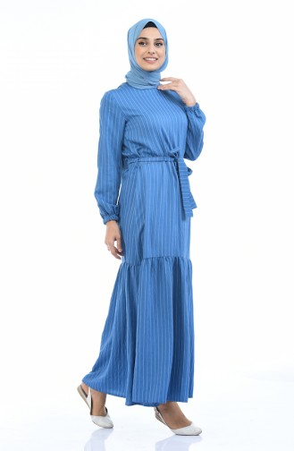 Indigo Hijab Dress 0171-04