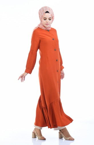 Ziegelrot Hijab Kleider 0002-02