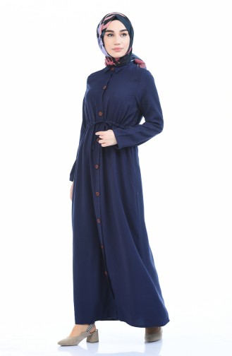 Navy Blue İslamitische Jurk 0003-04