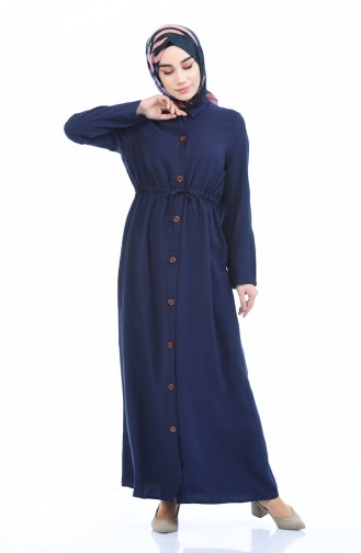 Navy Blue İslamitische Jurk 0003-04