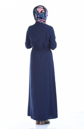 Navy Blue İslamitische Jurk 0003-04