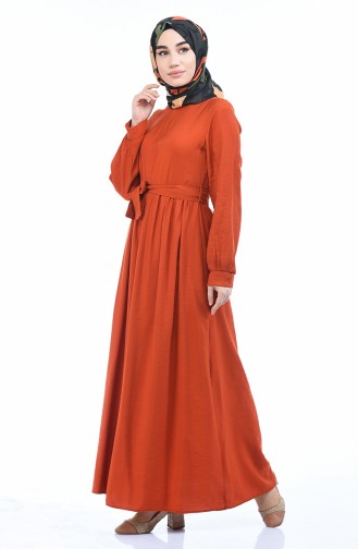 Brick Red Hijab Dress 0006-05