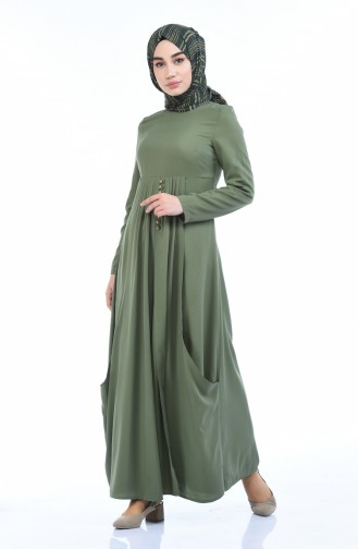Khaki Hijab Dress 8000-03