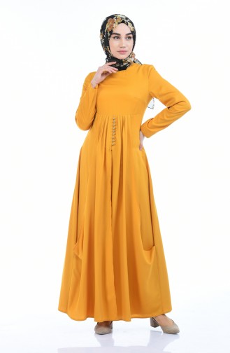 Mustard Hijab Dress 8000-05