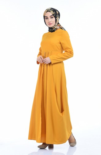 Mustard Hijab Dress 8000-05