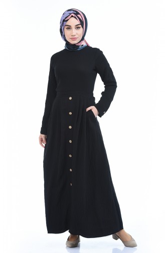 Schwarz Hijab Kleider 8001-02