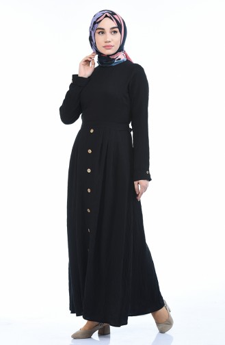Schwarz Hijab Kleider 8001-02