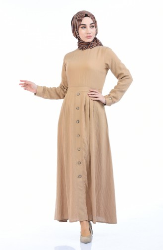 Dark Beige Hijab Dress 8001-04