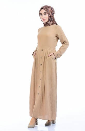 Dark Beige Hijab Dress 8001-04