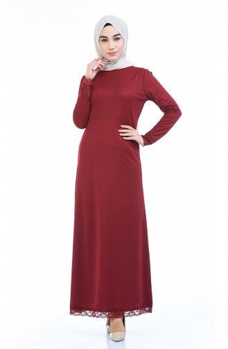 Claret Red Hijab Dress 4014-05