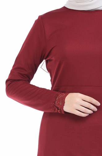 Claret Red Hijab Dress 4014-05