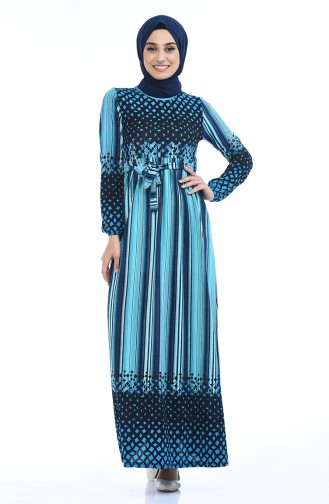 Blau Hijab Kleider 4791L-01