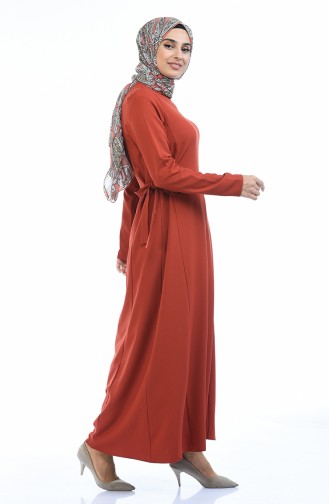Seitlich gebundenes Kleid 0249-08 Ziegelrot 0249-08