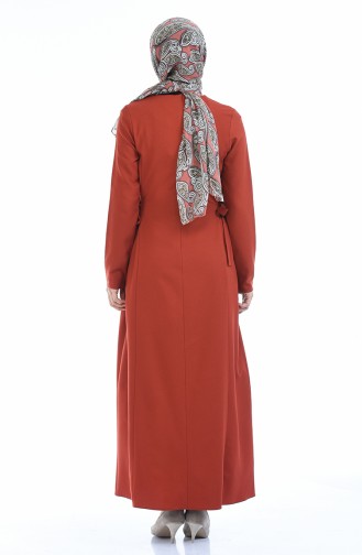 Seitlich gebundenes Kleid 0249-08 Ziegelrot 0249-08