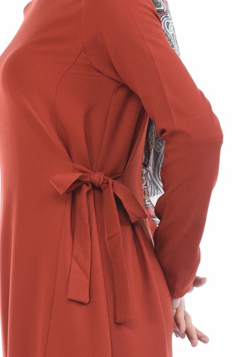 Seitlich gebundenes Kleid 0249-08 Ziegelrot 0249-08