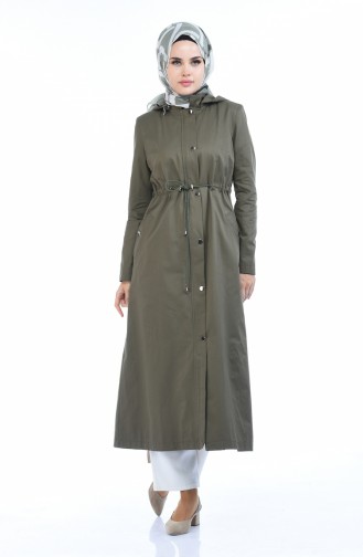 Trench Coat a Capuche 6827-02 Khaki 6827-02