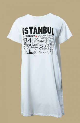 T-shirt Basique Imprimé 0013JK-01 Blanc 0013JK-01