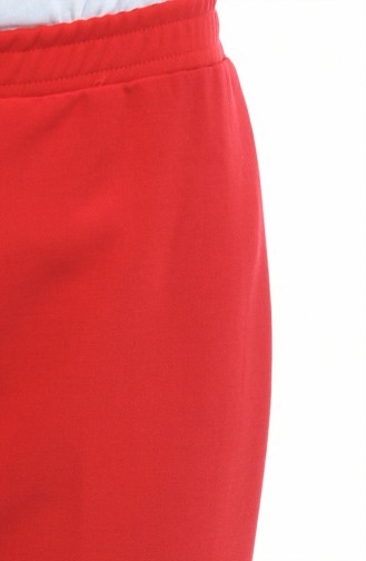 Beli Lastikli Pantolon 2105-04 Kırmızı