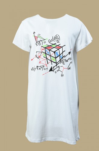T-shirt Basique Imprimé 0013AB-01 Blanc 0013AB-01