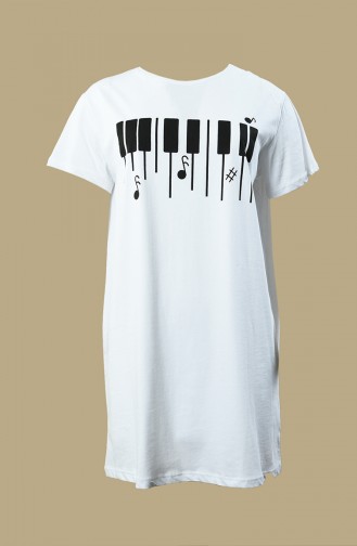 T-shirt Basique Imprimé 0013Z-01 Blanc 0013Z-01