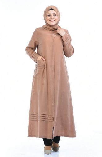 Abaya Lin avec Poches Grande Taille 0375-01 Coquille D ognion 0375-01