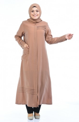Abaya Lin avec Poches Grande Taille 0375-01 Coquille D ognion 0375-01