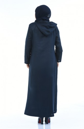 Grosse Grösse Leinen Abaya mit Tasche 0382-01 Dunkelblau 0382-01