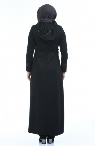 Abaya Hivernal a Ceinture 8203-04 Antracite 8203-04