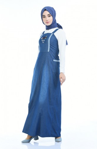 Robe Sans Manches Jean avec Poches 2096-01 Bleu marine 2096-01