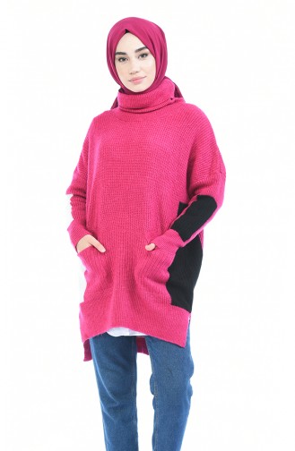 Pull Tricot avec Poches 1474-01 Fushia 1474-01