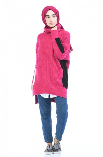 Pull Tricot avec Poches 1474-01 Fushia 1474-01