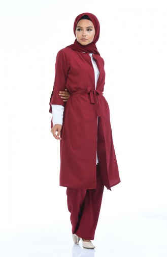 Ensemble Deux Pieces Cape Pantalon 1199-14 Bordeaux 1199-14