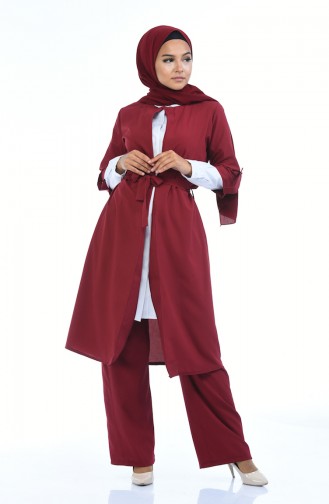 Ensemble Deux Pieces Cape Pantalon 1199-14 Bordeaux 1199-14