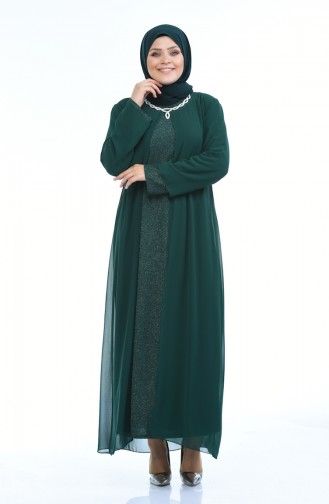 Emerald Green Hijab Evening Dress 1043-01